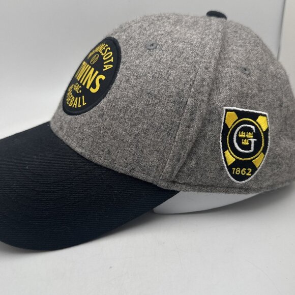 Minnesota Twins Baseball Hat Gray Black Gustavus Adolphus 1862 Patch Adjustable - Picture 2 of 4